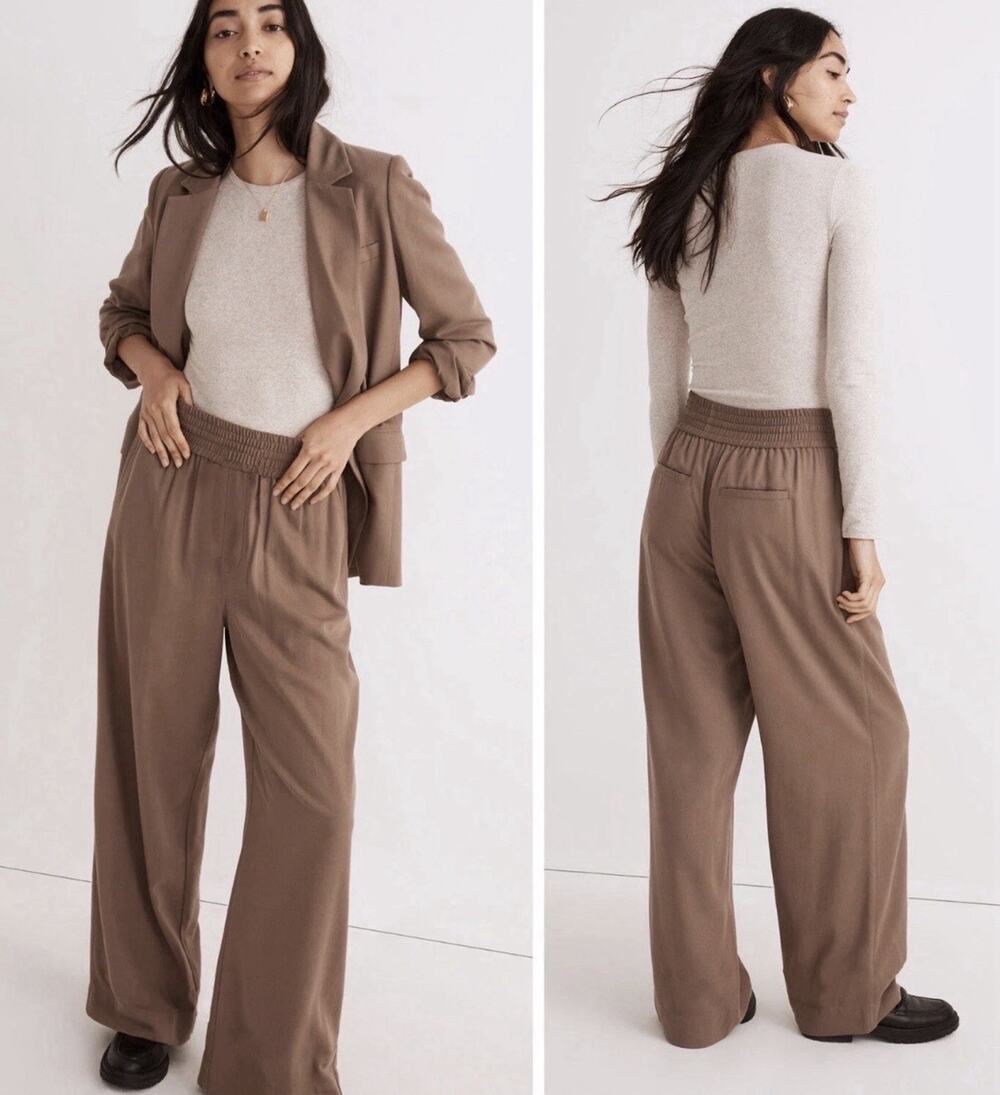 Madewell Drapeweave Carly Wide Leg Pull On Pants Size S